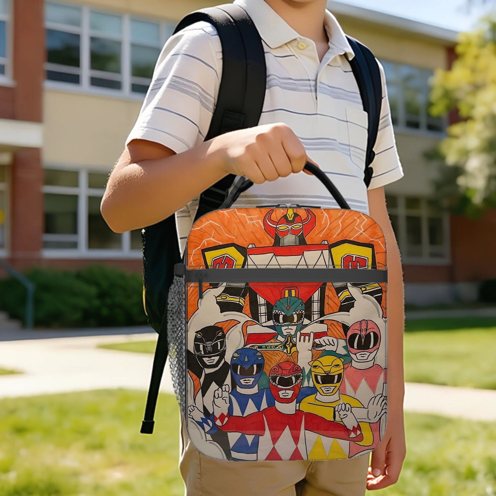 Tote Bag Sublimation - Power Rangers en Megazord Artwork Geïsoleerde